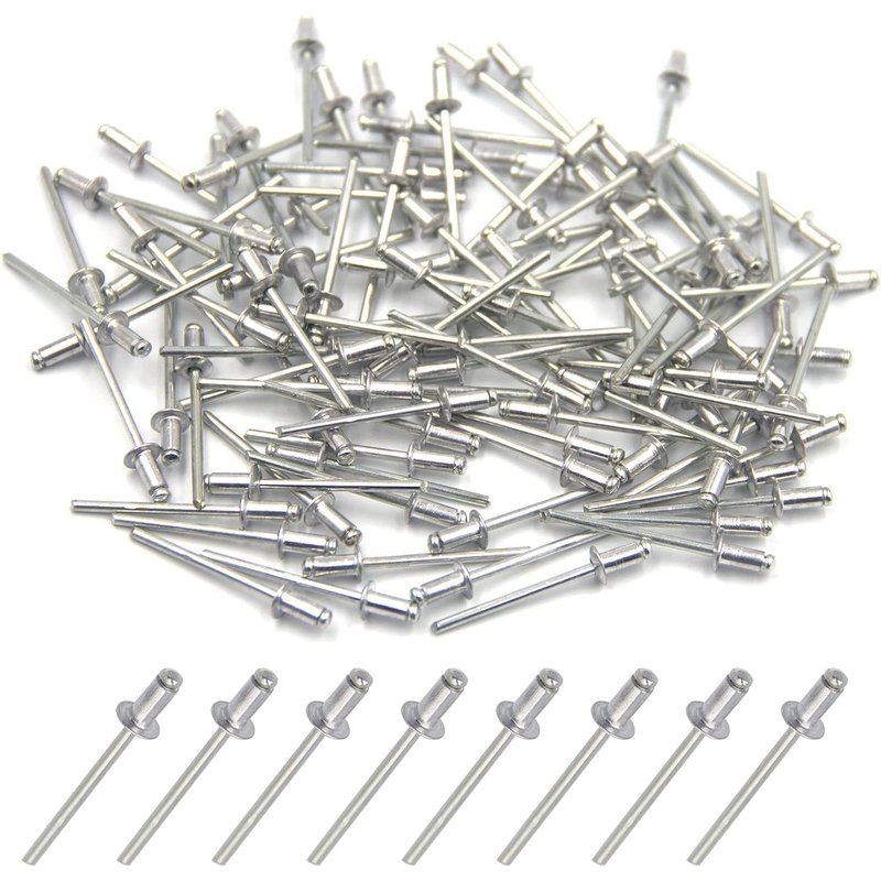 Lot de 100 rivets aveugles en aluminium 4 mm x 8 mm,rivets pop à extrémité ouverte (argenté)