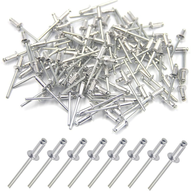 100 pièces de rivets aveugles en aluminium 4 x 10mm,rivets à bout ouvert,rivets pop,paquet de 100 (Argent)