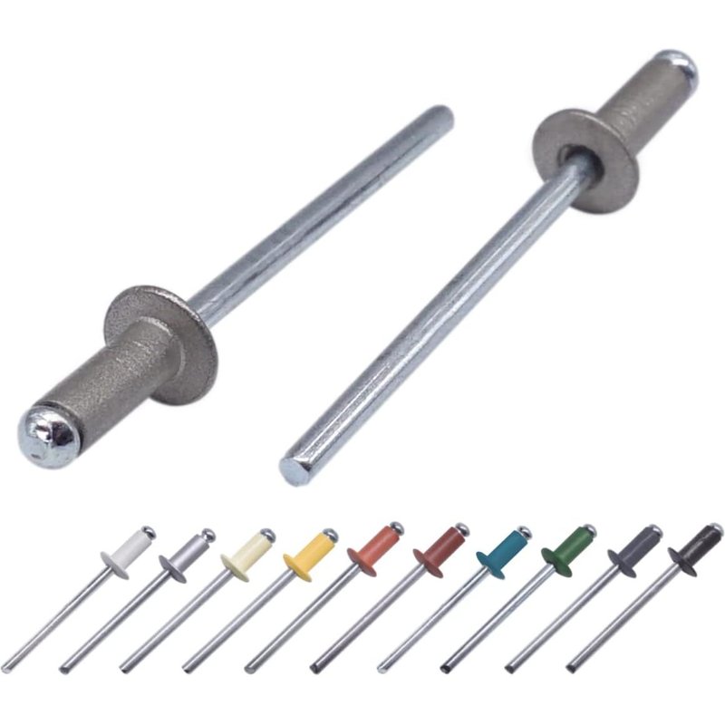 Lot de 100 rivets aveugles peints 4,0 x 8 mm TĂȘte bombĂ©e DIN 7337 Rivet en aluminium et mandrin en acier Rivets pop (100,gris aluminium RAL 9007)