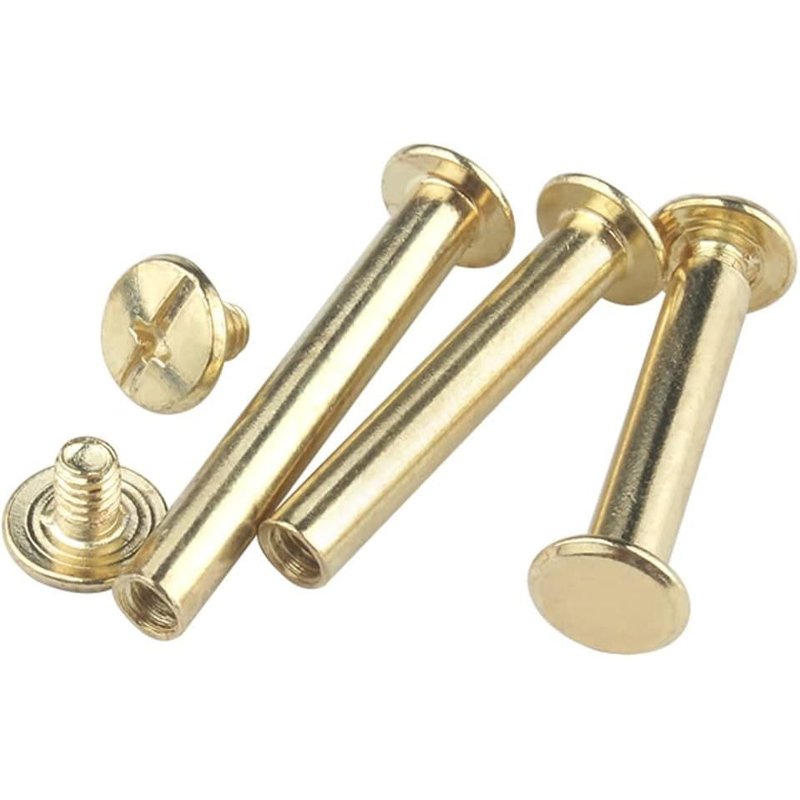 Chicago Reliure Vis,Rivets Double Calotte Vis Cruciforme (Laiton Plaqué) M5x12mm (40 pcs)