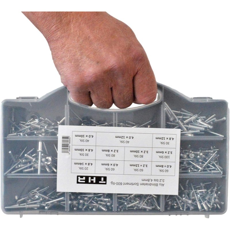 Assortiment de 600 rivets aveugles 3,2-4-4,8 mm-aluminium