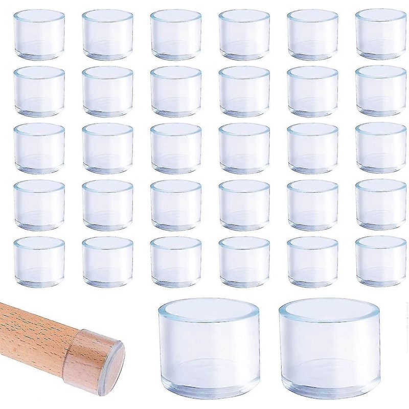 Lot De 32 Embouts De Pieds De Chaise Ronds En Plastique Transparent De 25 Mm. Convient Aux Pieds De Table Et De Chaise Ronds D'un Diamètre De 25 À 27 Mm.