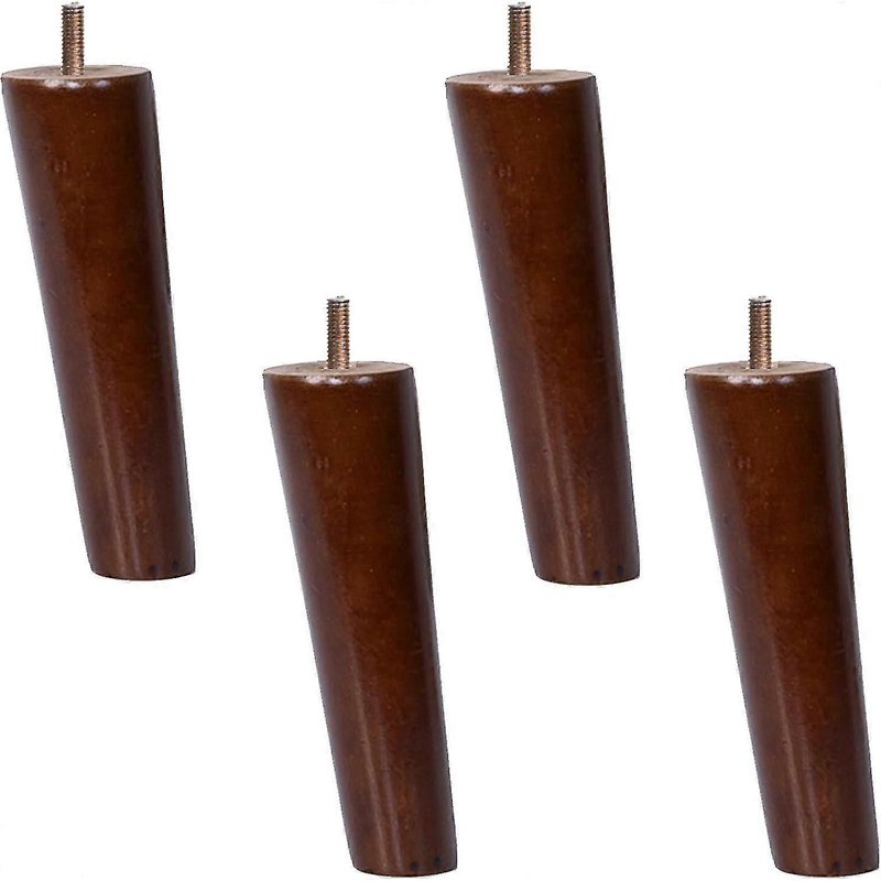 Pieds de meubles en bois (18 cm, 7,1 pouces - Obliques) Lot de 4 pieds de meubles en bois massif avec axe fileté M10 Pièces de pieds de meubles en bois Noyer Pieds de remplacement coniques pour cana
