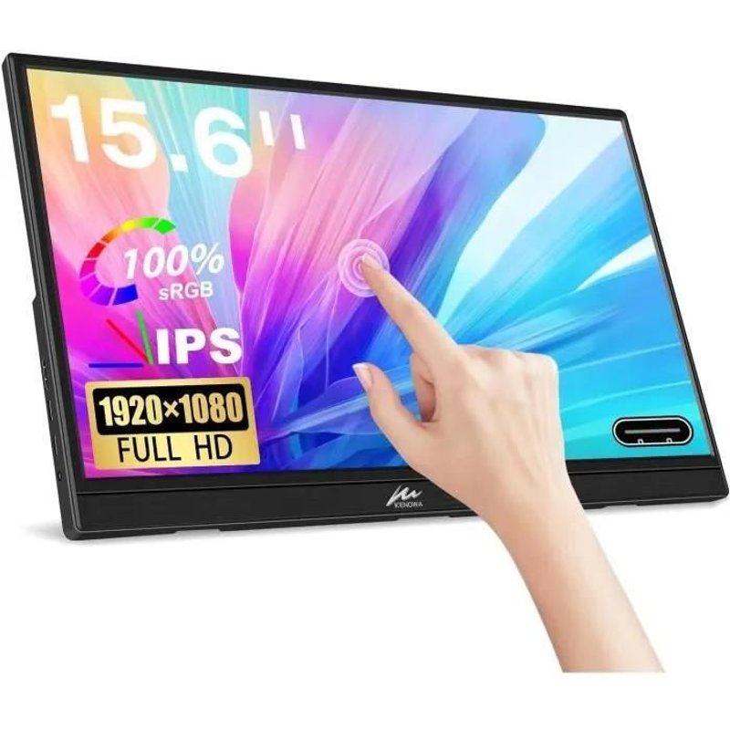 Kenowa Écran Tactile Portable 15,6 Pouces H Full HD 1080p IPS Écran Externe 99% sRGB 5Ms,60Hz,PC 16:9,avec Type-c,HDMI pour Ordi143