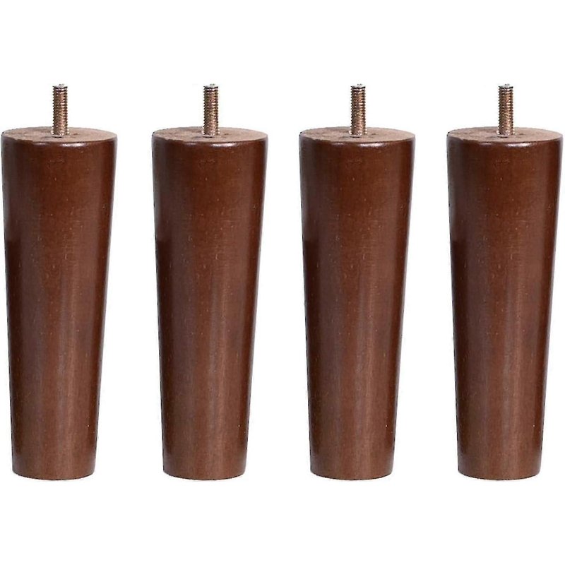 Pieds de meubles en bois (15 cm, 5,9 pouces - droits) Lot de 4 pieds de meubles en bois massif, axe fileté M10, pièces de pieds de meubles en bois, pieds de remplacement coniques en noyer pour canap
