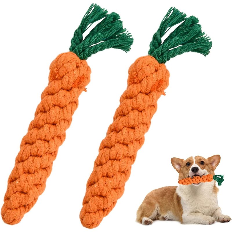 2pcs Jouets À Mâcher Pour Chien Carotte, Jouets À Mâcher En Corde Tressée En Coton Durable, Nettoyage Des Dents De Chien, Cadeau Jouet Chiots Interactifs Pour Chien De Petite Et Moyenne