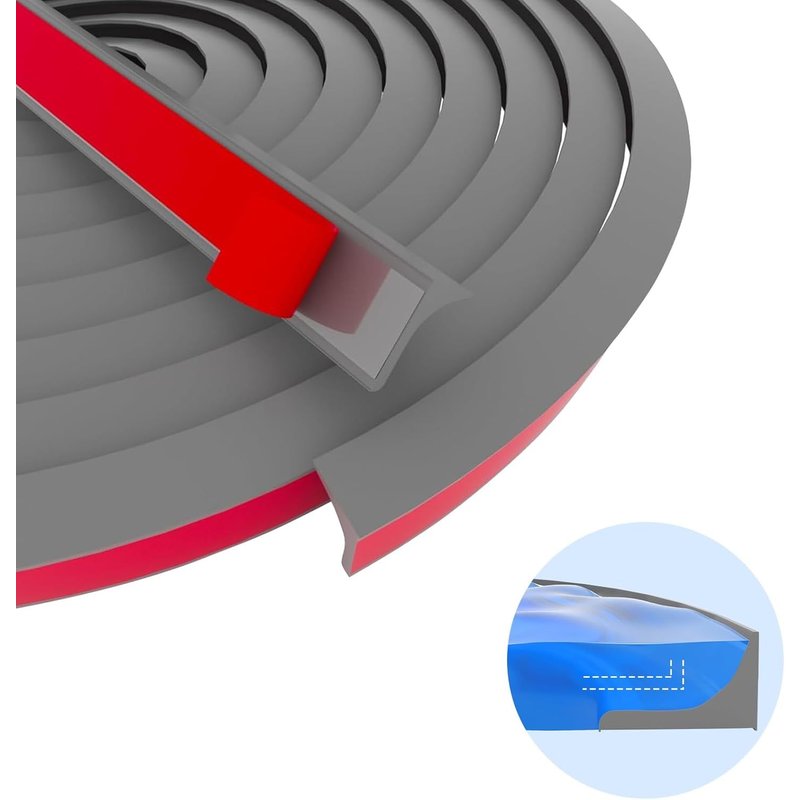 Barre de protection autocollante en silicone pour douche humide et sèche,joint d'étanchéité pour porte de douche sans cadre (gris,5 m)