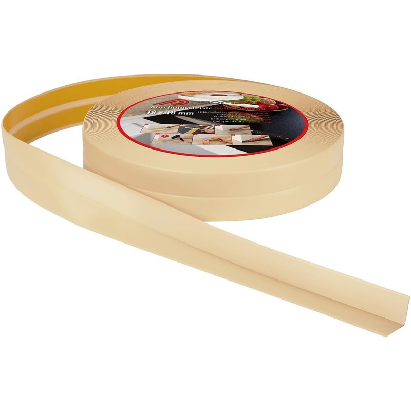 Plinthe Souple 10m 18x18mm-Baguette adhésive de finition pour la cuisine et la salle de bain,ruban autocollante d'étanchéité en PVC,flexible,Joint douce,Montage facile,crème