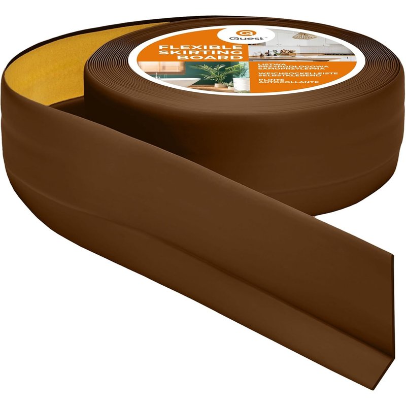 Plinthe Souple Autoadhésive-50 mm x 20 mm-Plinthe en PVC de finition-Pour l'intérieur,mur,sol,salle de bain,salon-Flexible,Étanche,Décoratif-10 mètres,Marron