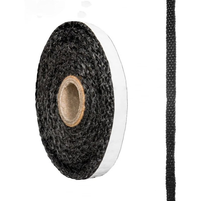 Joint d'Ă©tanchĂ©itĂ© pour poĂȘle,Joint d'Ă©tanchĂ©itĂ© auto-adhĂ©sif-Corde plate noire autocollante-RĂ©sistant Ă la chaleur-Pour fenĂȘtre,cheminĂ©e et tuyau de poĂȘle-10/15 mm de large x 2 m de long