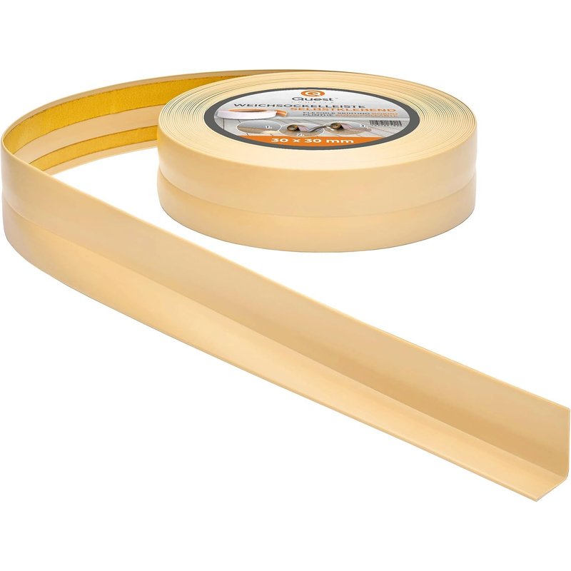 Plinthe Souple Autoadhésive-30 mm x 30 mm-Plinthe en PVC de finition pour cuisine,salle de bain-Flexible,Etanche,Décorative,Résistant aux UV-5 mètres,Crème