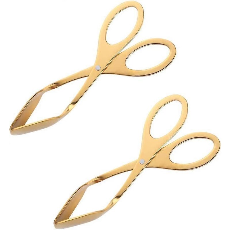 2 Pcs Ciseaux Mange Pince,Pince De Service De Cuisine En Acier Inoxydable Baikai,Pince À Pain Pour La Cuisson,Barbecue,Buffet,Salade (Or)