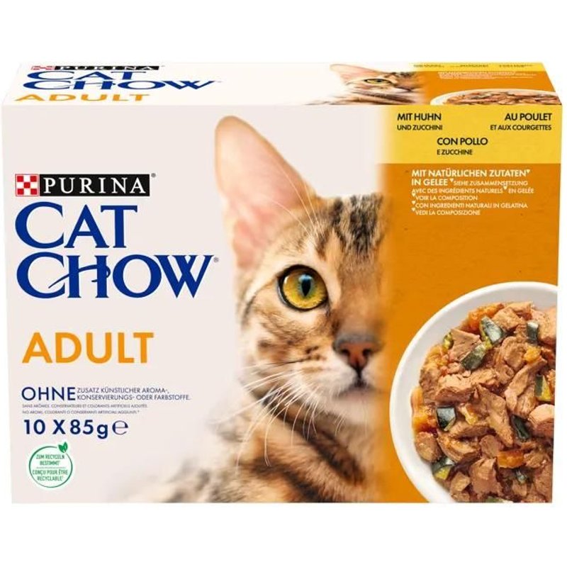 Purina Cat Chow Chicken, Zucchini - Croquettes Pour Chat - 10x85 G