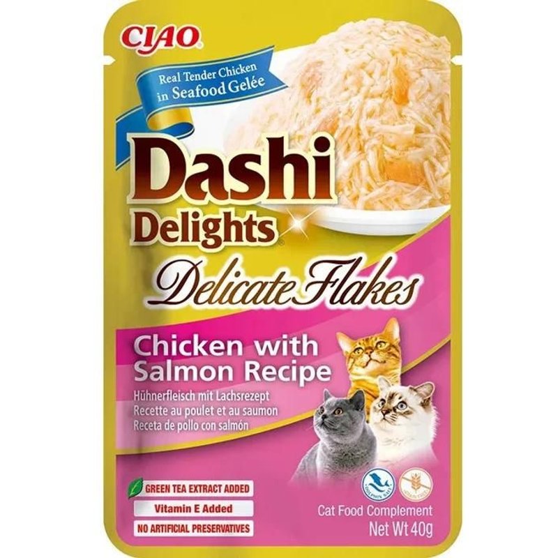 Complément Alimentaire - Ciao - Dashi Delights - Flocons De Poulet - Saumon - Pour Chat