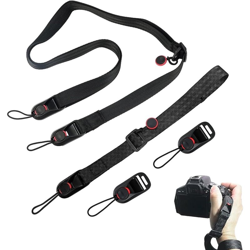 2 x Nylon Camera Strap with 2 Quick Release Buckle for Camera and Camera Accessory for Different Types of Cameras Camcorders, Black