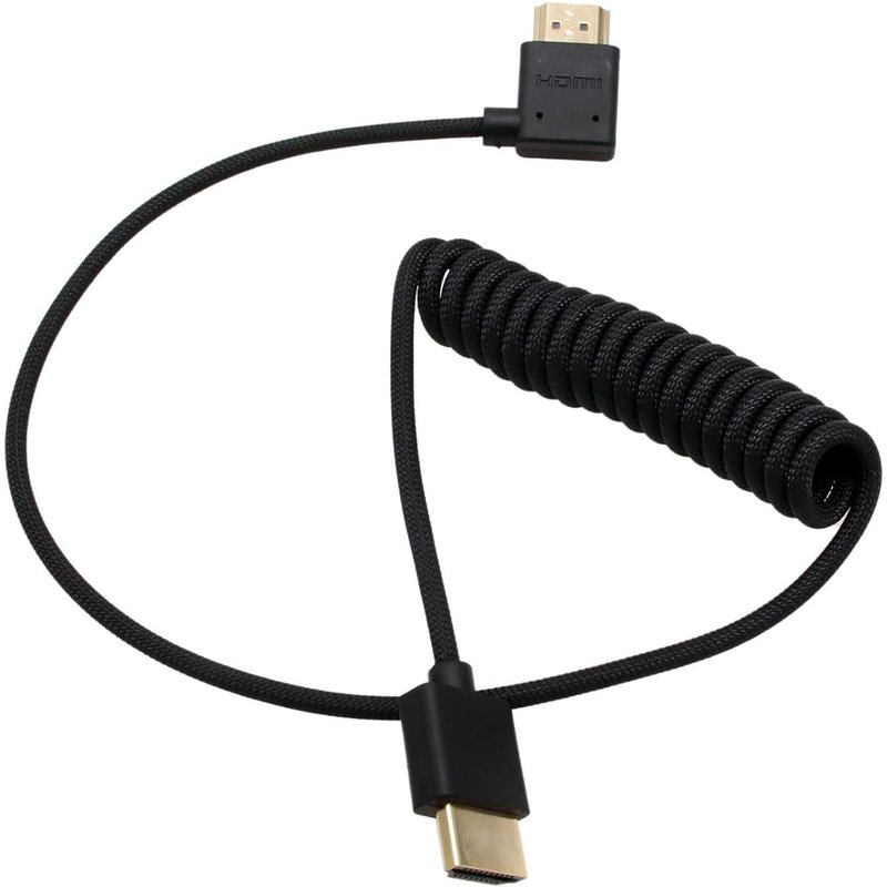 8K 4K 30p 60p HDMI Cable for ATOMOS Ninja Ultra Sony FX30 FX6 FX9 Canon C500 BGH1 GH6 FEELWORLD Z CAM E2 F6 Camera Right Angle Type A HDMI 2.1 Braided Coil 50cm