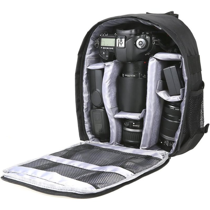 Camera Backpack, Small Reflective Backpack, Waterproof, Lightweight, Multifunctional, Breathable, 33 x 26.5 x 12.5 cm