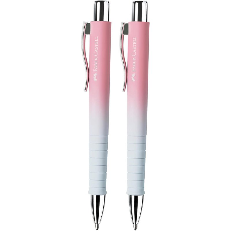 Faber-Castell 205216 - Poly Ball Sunset Ballpoint Pen, 2 Pieces, With Interchangeable Xb Refill, Indelible