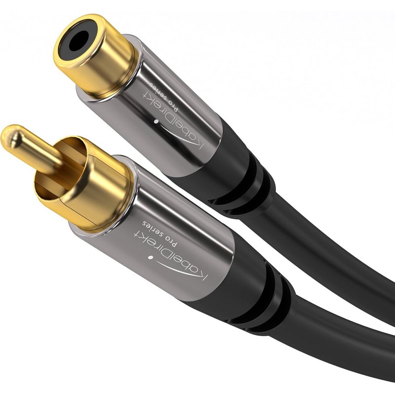 1m ¿ Câble d'extension Cinch, Audio/Digital/Vidéo (câble coaxial, prises RCA mâle/femelle, pour caisson de basse/amplificateur/Hi-Fi, audio analogique, 75 ohms, noir)