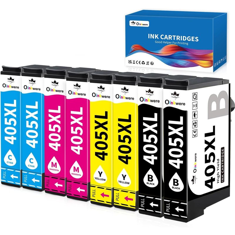 8 Paquets 405XL Cartouche d'Encre Compatible pour Epson 405XL Multipack pour Workforce Pro WF-3820 WF-3825 WF-4820 WF-4825 Workforce WF-7830 WF-7835 WF-7840