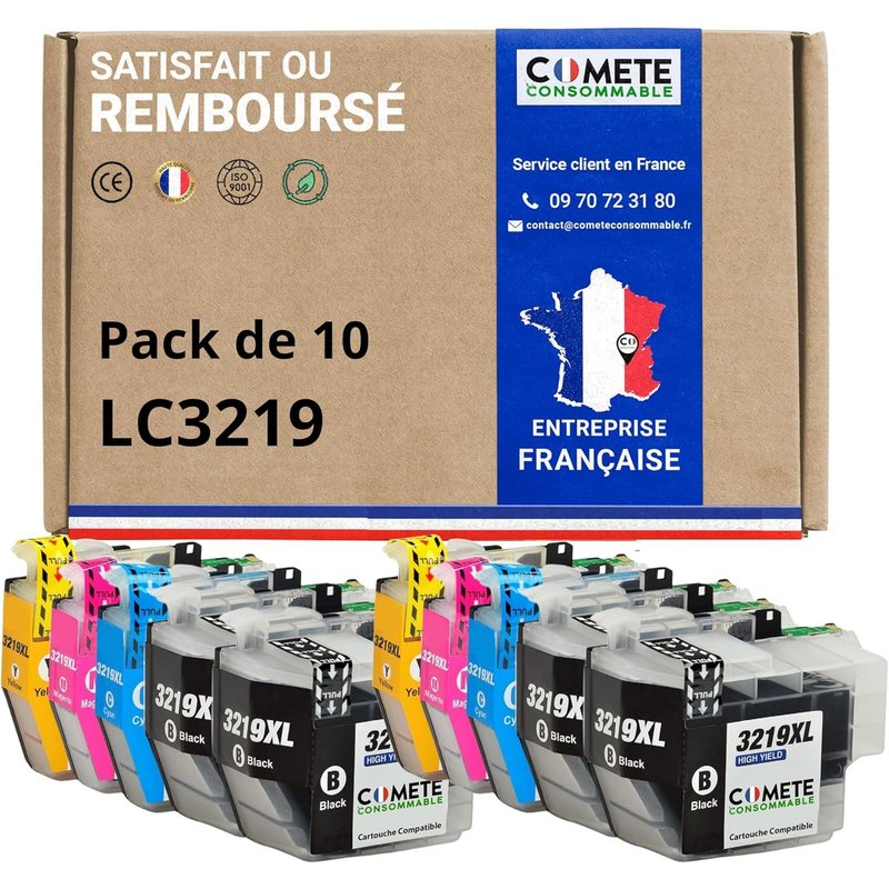 LC3219XL - 10 Cartouches d'encre Compatibles pour Brother LC3219 XL 3219 - pour Brother MFC-J5335DW MFC-J6530DW MFC-J6930DW MFC-J5930DW MFC-J6935DW (4 Noir et 6 Couleur)