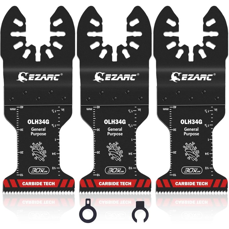 Lames de scie oscillantes en carbure, lames multi-outils à usage général à dégagement rapide pour le métal, les clous, le bois, le plâtre, les cloisons sèches et le PVC, paquet de 3