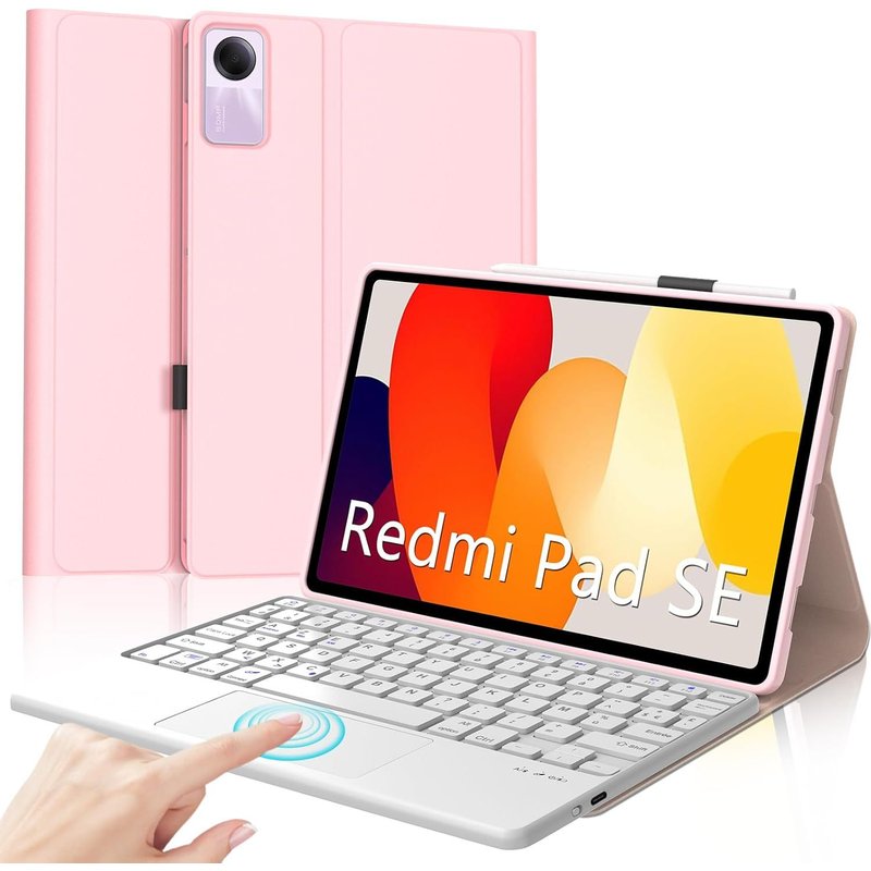 Clavier Xiaomi Redmi Pad SE 11, Clavier avec pavé Tactile, Clavier Touchpad AZERTY sans Fil Bluetooth Amovible pour Redmi Pad SE 11 Pouces 2023, Rose