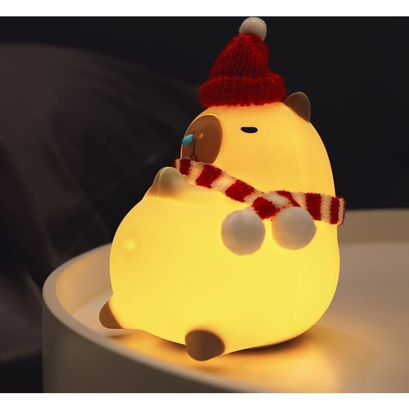 Lampe Capybara, Led Bébé Silicone Veilleuse, Veilleuse Enfant Rechargeable, Cadeau Pour Bébés, Déco Chambre Lampe Chevet, Fonction Minuterie, Veilleuse Pour Enfants Tout Petits (B)