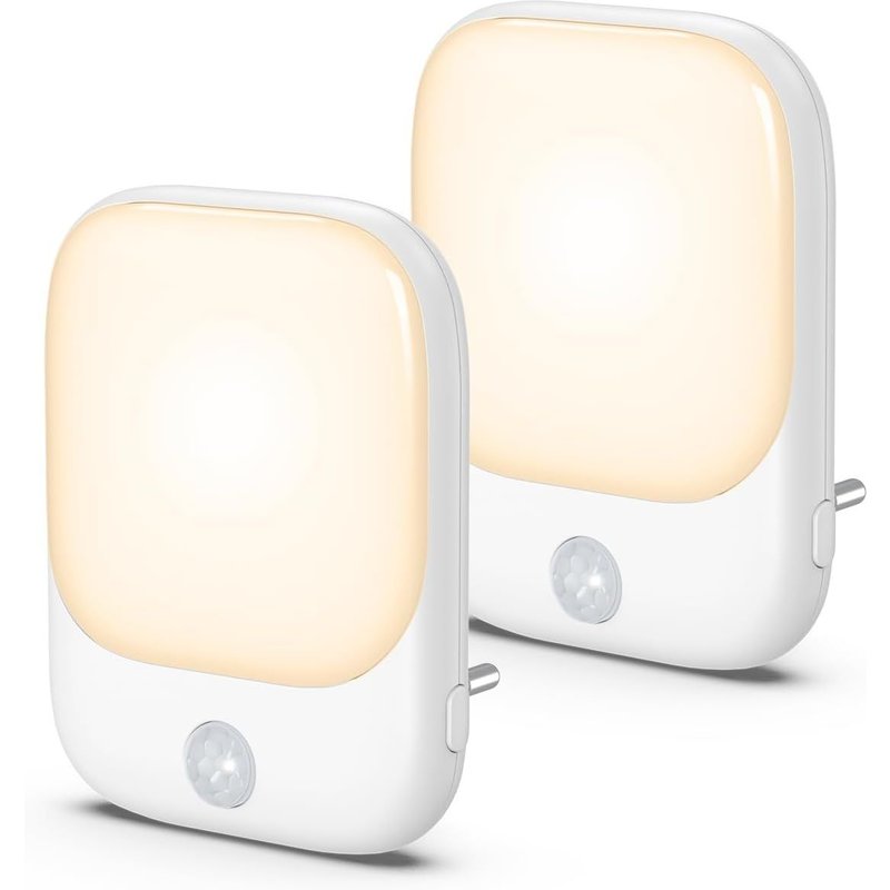 2pcs Veilleuse Led, Lampe Prise De Nuit Avec Détecteur De Mouvement, 5 Niveaux Luminosités, Capteur De Crépuscule, Veilleuse Enfant Plug And Play Pour Couloir, Chambre, Cuisine, Blanc Chaud