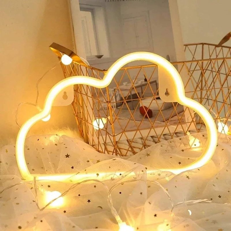 Lampe Au NĂ©on Led Veilleuse Pour Chambre Usb Chargeur Lampe DĂ©corative Suspendue Pour Pour Enfants Chambre FĂȘte Danniversaire DĂ©cor De Mariage (Nuages Blanc)