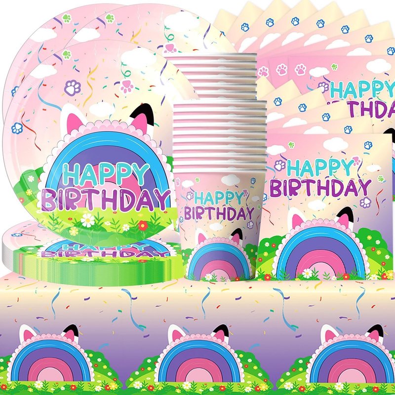 Letnerny-61 PiĂšces De Vaisselle De FĂȘte Pour Enfants, Garçons Et Filles, Accessoires De DĂ©coration D'anniversaire, DĂ©coration De FĂȘte Ă ThĂšme Dessin AnimĂ©