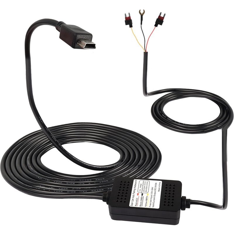 Dashcam ACC Hardwired Kit,Mini USB Hardwired dashcam Kit câble abaisseur,12V-24V à DC 5V 3A Chargeur de Voiture câble d'alimentation pour caméra de Voiture GPS-3,5 m
