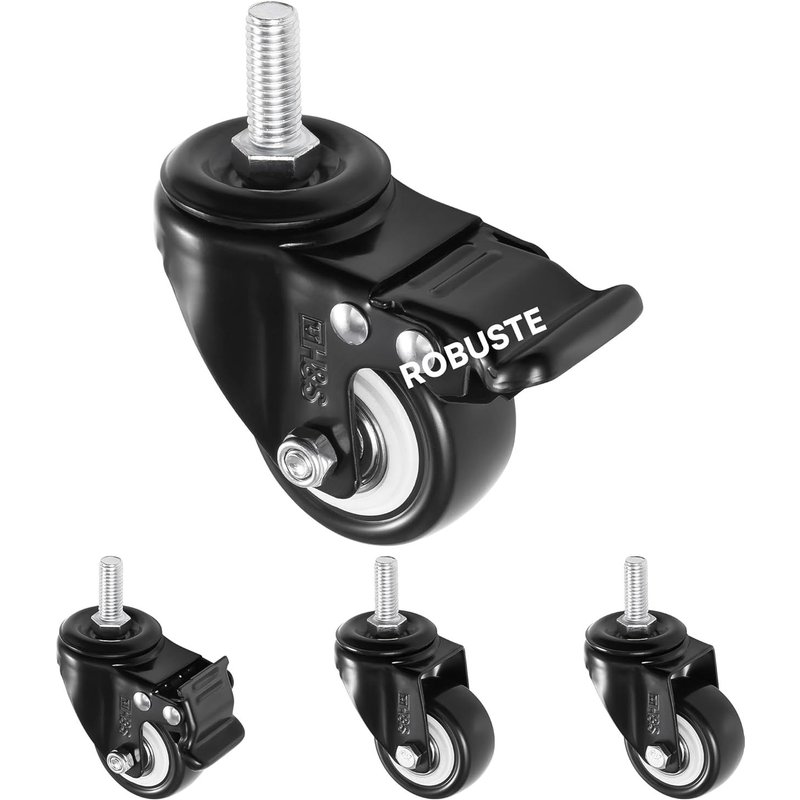 Castors For Furniture ¿ 4 X Heavy Load Castors For Outdoors Maximum 200 Kg Furniture Cabinet Table ¿ Trolley Wheel With Swivel Brake Fixing By Screw M10 ¿ Swivel Castors 50 Mm