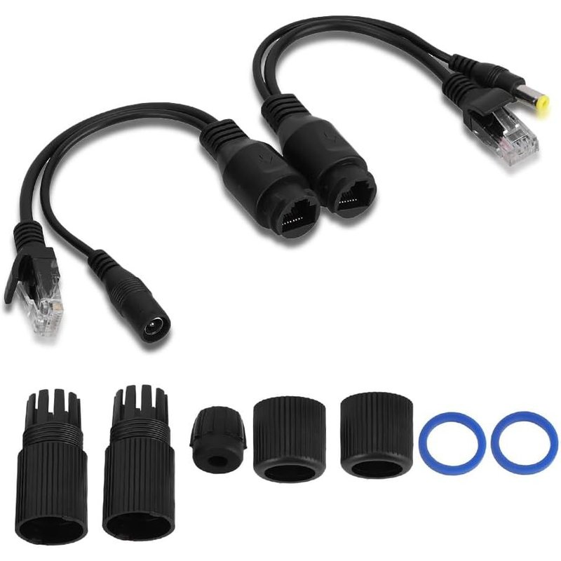 Kit de Répartiteur POE Injecteur Sur Ethernet Adaptateur D'alimentation Connecteur Câble Passif 12 V 2 Paires le Noir Câbles D'entrée D'Injecteur pour CamérRa Sécurité IP Point D'accès Sans Fil
