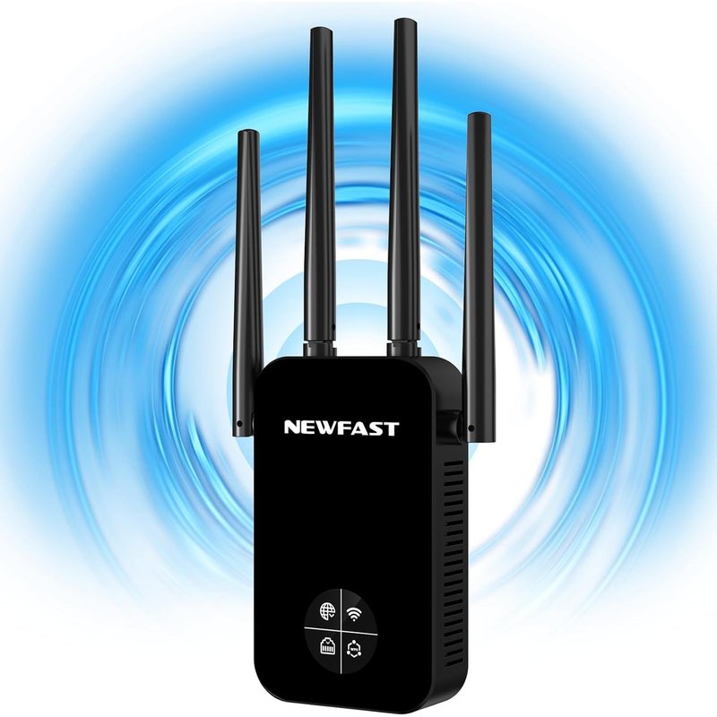 AC1200 Répéteur WiFi RE523, Double Bande Amplificateur WiFi Puissant,5GHz & 2.4GHz WiFi Extender avec WPS,Repetiteur WiFi Extender Compatible avec Toutes Les Box Internet, 4 Antennes