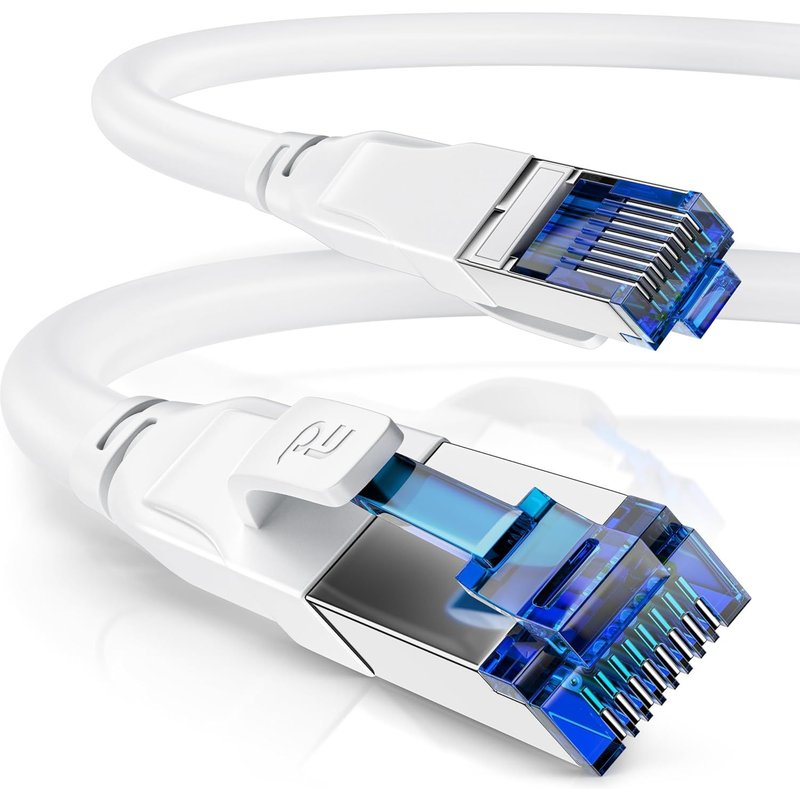 0,5m Câble réseau Cat 8.1 fiches RJ45, Câble LANGigabit Ethernet CAT 8 Haut débit 40Gbps 50cm, Câble de patch 40Gbits, Blindage SFTP PIMF, Compatible CAT6 CAT 7 Modem routeur Switch PC Box, Blanc