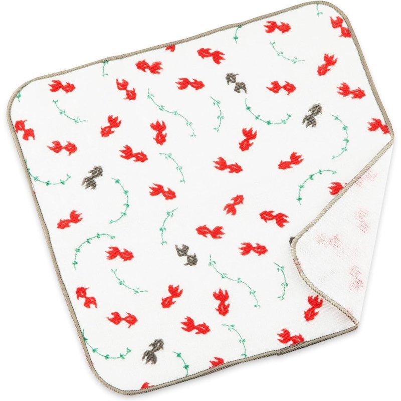 Kal-Serviette De Toilette Japonaise Senshu (Osaka) - 100% Coton - Séchage Rapide - Absorbante - Ultra Douce - Fine - Chiffon -Debarbouillette Bebe - Motif Japonais (Poisson Rouge)