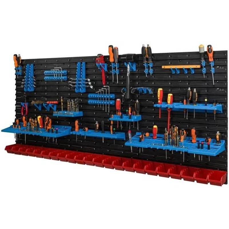 Panneau mural pour outils 173 x 78 cm avec 22 pcs Boîte Rouge plastique XL