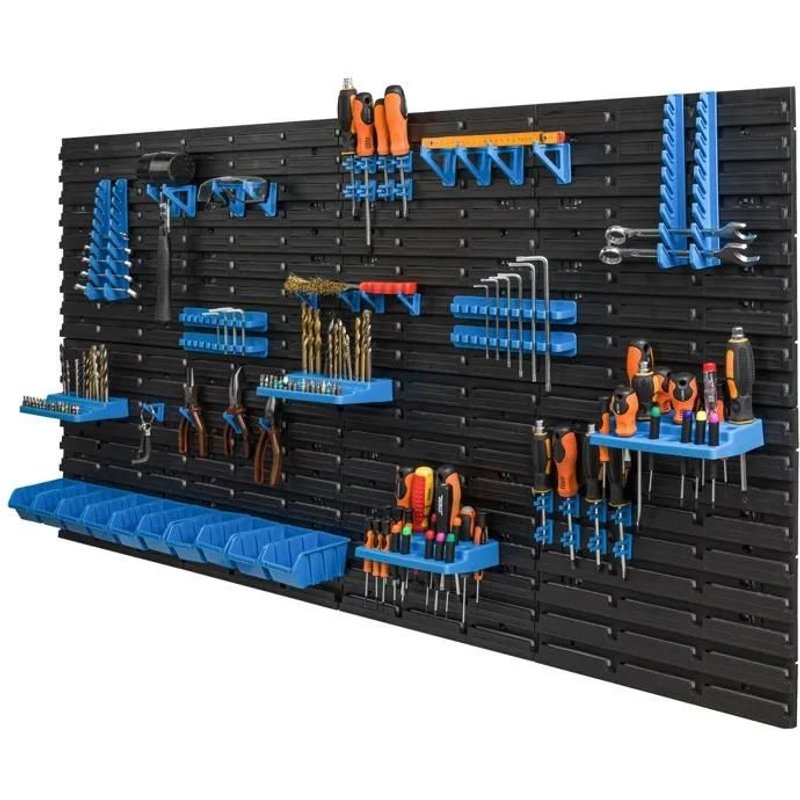 Panneau mural pour outils 156 x 78 cm avec 10 pcs Boîte Bleue plastique