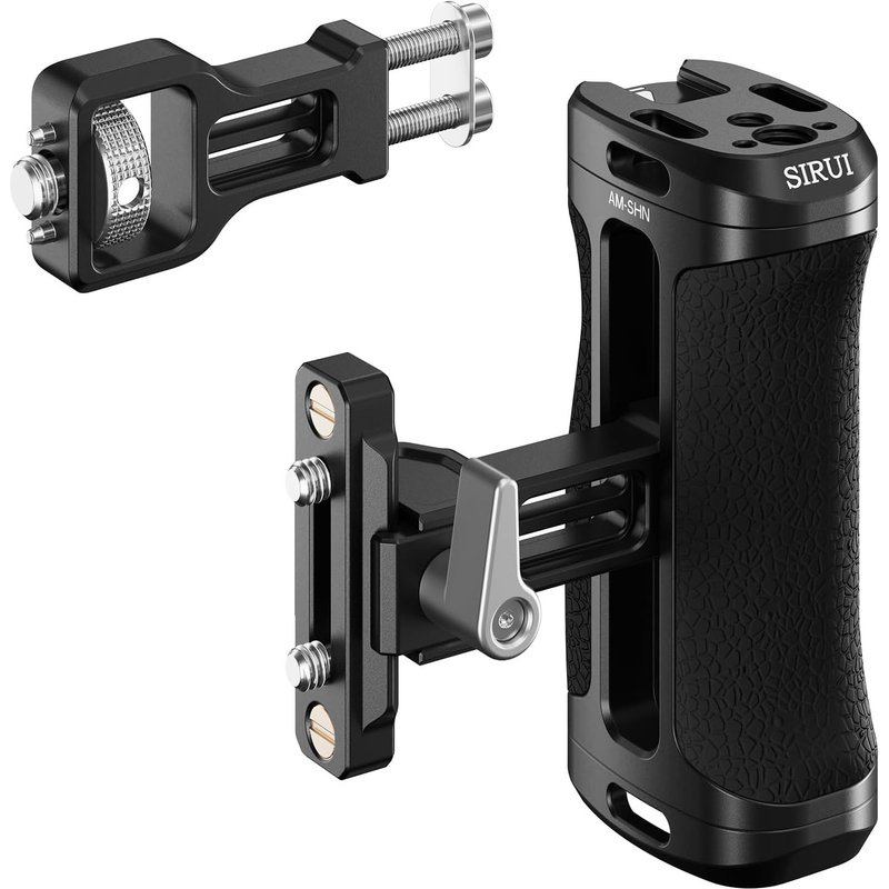 Optional Lateral Position Handle for NATO Moture, Lightweight Camera Cage Handle with Integrated Key, Cold Claw and Tiled Holes, Adjustable Height and Depth (AM-SHN)