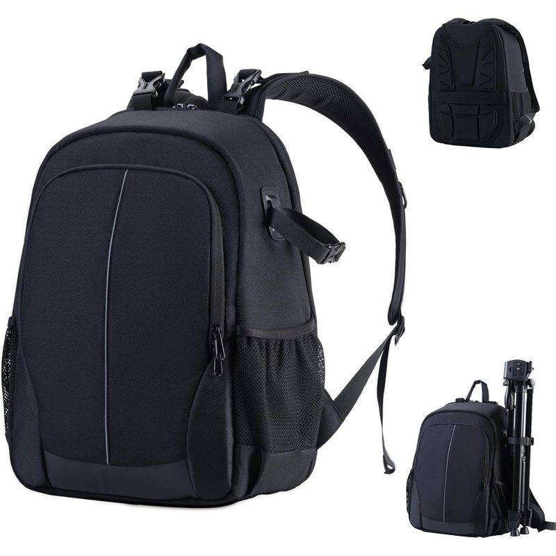 Camera Backpack Waterproof Large Backpack for Nikon Sony Canon Camera, Black, 7