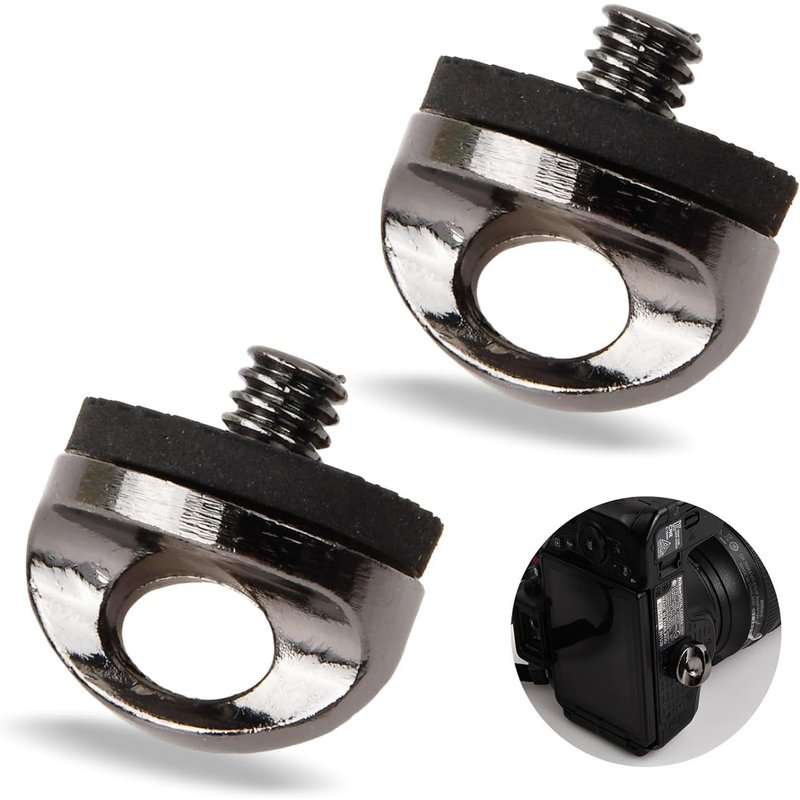 1/4"" Male Steel Screw Hinge Bracket, 2 Pack Screw Adapter For Strap Screw with D-Ring Screw for Tripod 1/4"" Camera Strap Screw with Rubber Washer for Camera Straps Silver