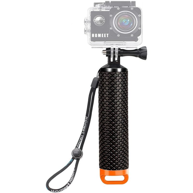 Waterproof Floating Handle Action Camera Grip Pole Handle Anti-Slip Selfie Stick for Sports Camera, Orange