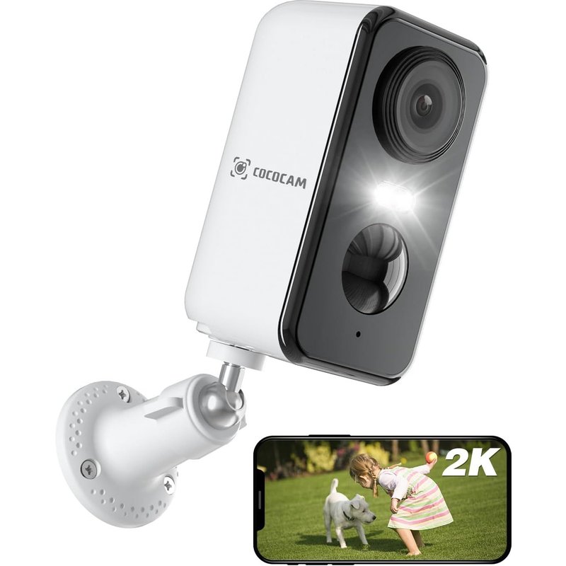 2K Wireless Outdoor WiFi Surveillance Camera Battery, Outdoor/Indoor Surveillance Camera with AI/PIR Detection Night Vision Color Cloud/TF Two-Way Audio Storage