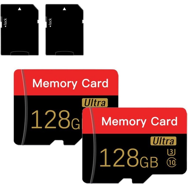 2 Pack 128gb Micro Memory Card With Adapter, C10/U3/Uhs-I/A1, Transflash Card, Tf Card For Camera, Smartphone, Tablet, Drone (Red 128gb*2)-Marque Générale