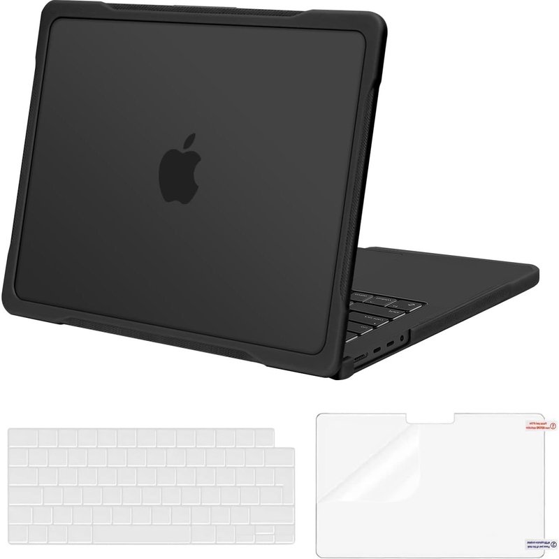 Compatible avec MacBook Pro 14 2025 2024 2023 2022 2021 M4 M3 M2 M1 A3112 A3185 A3401 A2918 A2992 A2779 A2442,Coque Rigide Anti-Rayures en TPU Souple&ClavierCover&Film d'écran,Noir