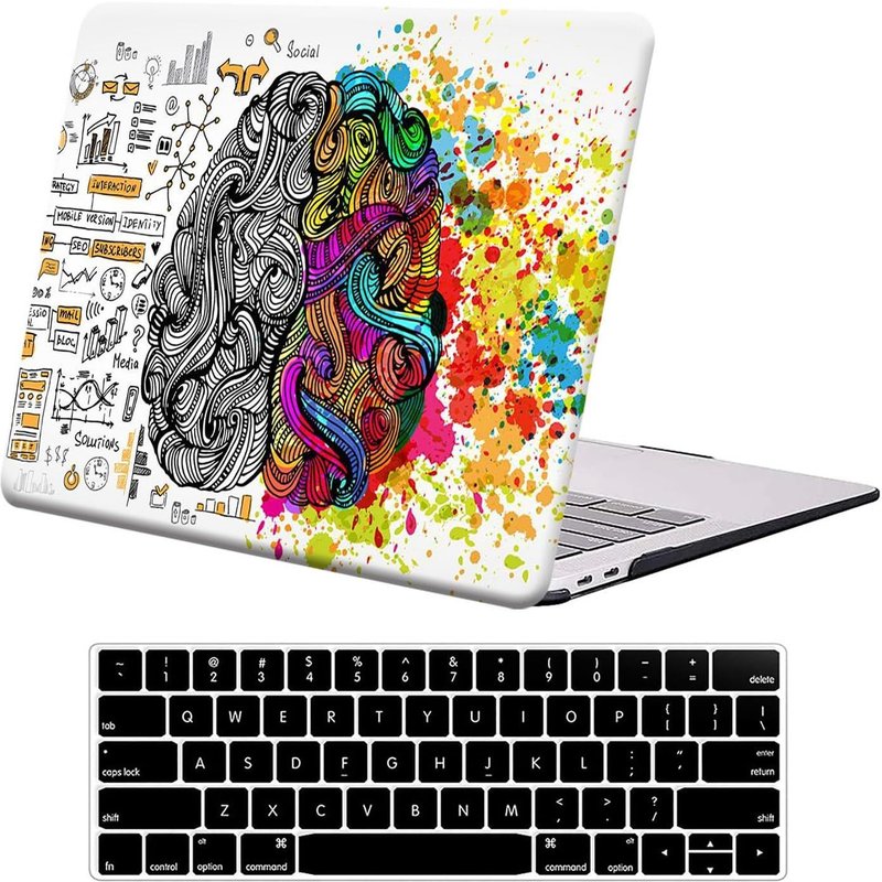 Coque de protection rigide en plastique pour MacBook Pro 13" 2024 2023 2022 2021-2016 M2 M1 A2338 A2289 A2251 A2159 A1989 A1706 A1708 avec/sans barre tactile Couleur cerveau