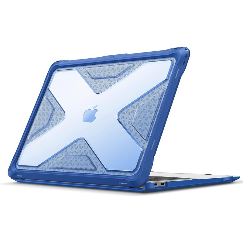Coque Compatible avec MacBook Air 13 2020 2019 2018, Modèles A2337 (M1) / A1932 / A2179, Etui Rigide Hybride Robuste Coque Transparente Antichoc en TPU Protection, Bleu