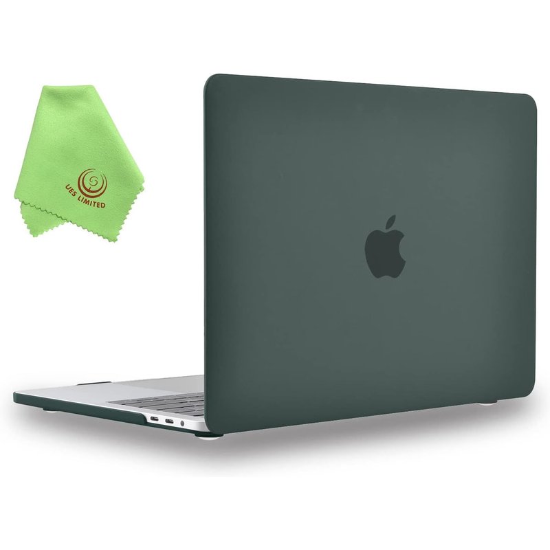 Coque rigide mate lisse compatible avec MacBook Pro 15"" version 2016-2019 avec barre tactile et USB-C, modèle A1990 A1707, vert nuit