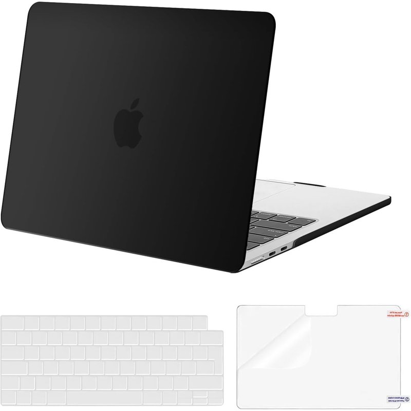Coque Compatible avec MacBook Air M4 M3 M2 13 Pouce A3240 A3113 A2681 2022 2023 2024 2025,Étui Rigide Housse de Protection pour MacBook Air 13,6 &Clavier&Protecteur D'écran,Noir